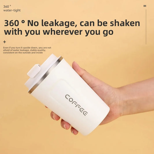 Durable Vacuum Insulated Coffee Travel Cup Stainless Steel Thermos Leak Proof Double Wall Matte Design Keeps Drinks Hot Cold