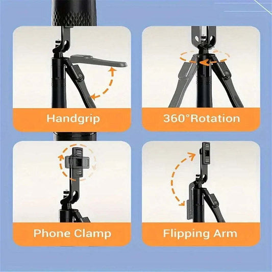 360 Rotating Pan Tilt Selfie Stick Tripod